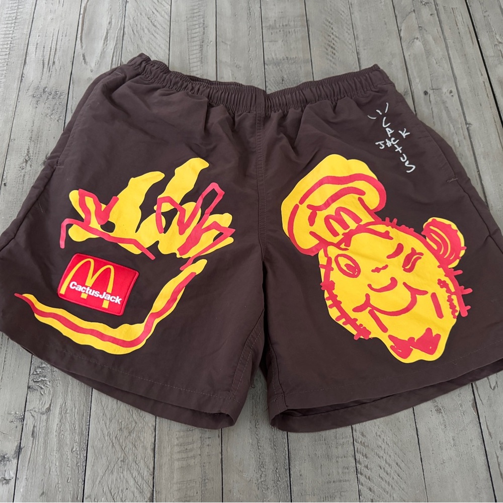 Travis Scott CACTUS JACK x MCDONALDS Illustration II Brown Shorts Small